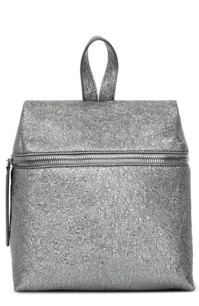 Kara Small Crinkled Metallic Leather Backpack - Metallic In Pyrite