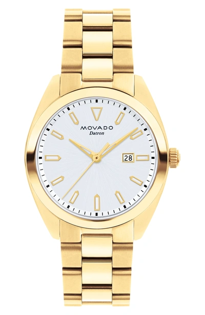 Movado Heritage Datron Diamond Bracelet Watch, 31mm In Gold/ Silver/ Gold