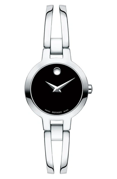 Movado Amorosa Stainless Steel Watch, 24mm In Silver/black