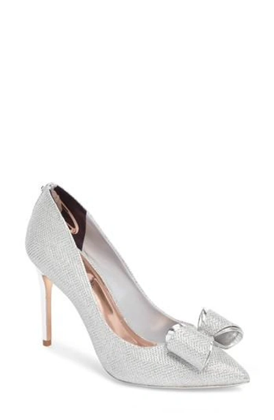 Ted Baker Azeline Bow Pump In Silver