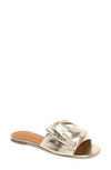 Robert Clergerie Igad Metallic Leather Slides In Gold