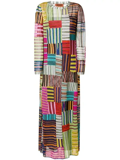 Missoni Metallic Patchwork Stripe Knit Maxi Dress In Multi