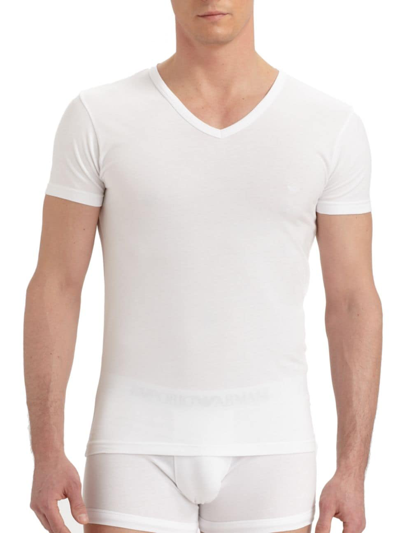 Emporio Armani Pure Cotton V-neck T-shirt 3-pack In Grey,black,white