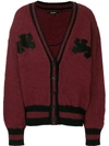 Yeezy Graphic Wool Knit Long Cardigan In Red