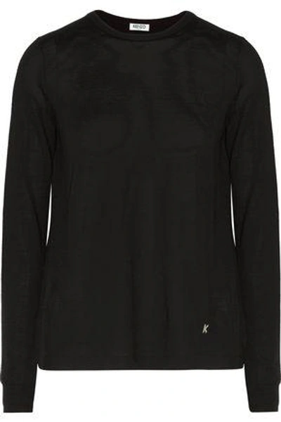 Kenzo Woman Layered Wool Sweater Black