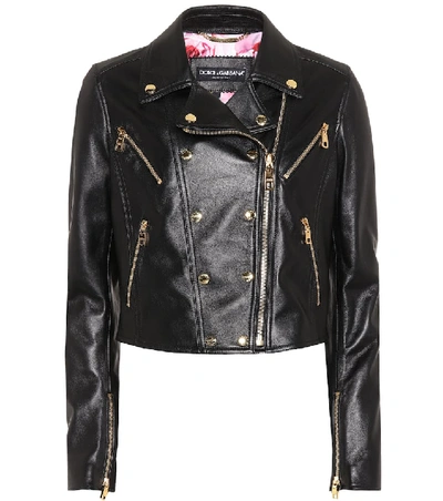 Dolce & Gabbana Leather Biker Jacket In Black