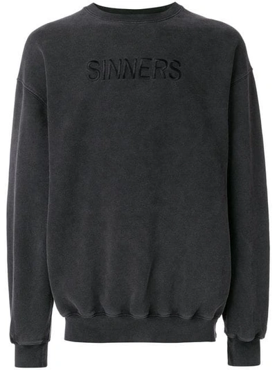 Balenciaga Oversized Sinners-embroidered Cotton Sweatshirt In Grey |  ModeSens