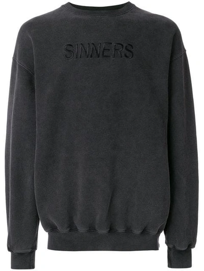 Balenciaga Oversized Sinners-embroidered Cotton Sweatshirt In Black |  ModeSens