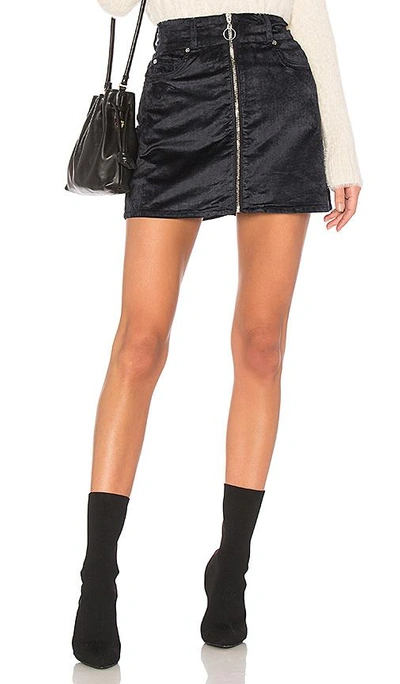 7 For All Mankind Zip Front Mini Skirt In Navy