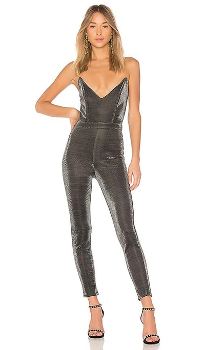 Nbd Gettin Down With It Jumpsuit In Metallic Silver