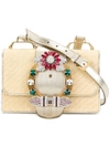 Miu Miu Women's Embellished Straw And Leather Crossbody Bag In White