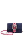 Miu Miu Embellished Mini Crossbody Bag In Blue Rosa
