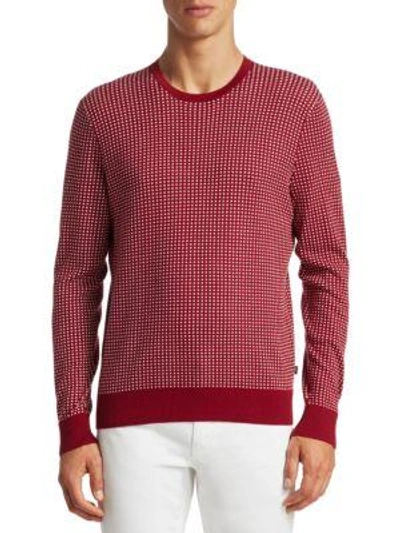 Michael Kors Square Jacquard Sweater In Garnet Red