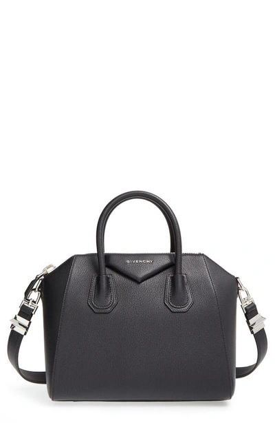 Givenchy 'small Antigona' Sugar Leather Satchel In Black