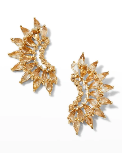 Mignonne Gavigan Crystal Madeline Crescent Earrings, Gold In Champagne