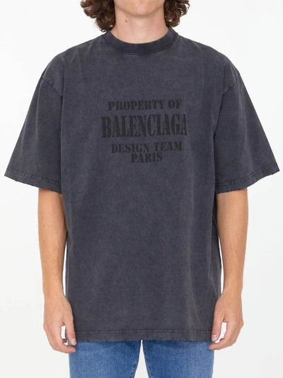 Balenciaga Large-fit Property Logo-print T-shirt In Black | ModeSens