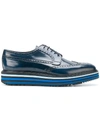 Prada Spazzolato Leather Brogue Sneaker In Oltremare Baltico