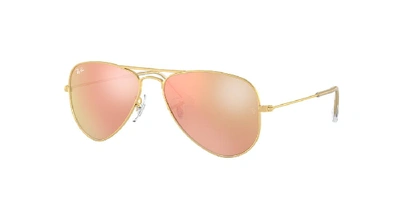 Ray Ban Junior Mirrored Aviator Sunglasses In Gold