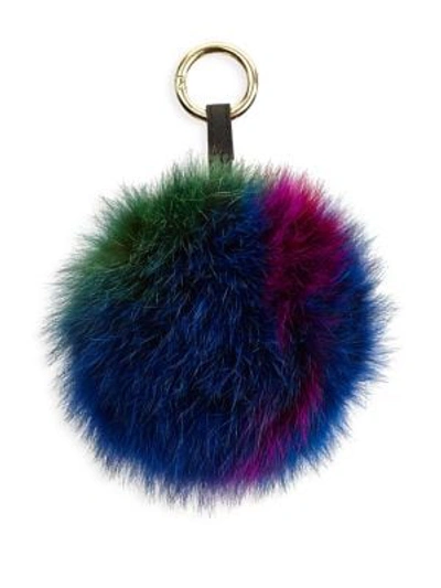 The Fur Salon Fox Fur Pom Pom Keychain In Beige Rose