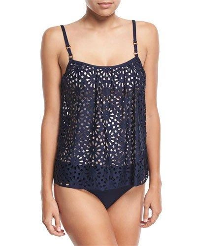 Luxe By Lisa Vogel Aphrodite Soft Cup Sway Tankini Swim Top In Blue