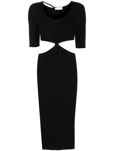 Jonathan Simkhai Colette Cutout Ribbed-knit Midi Dress In Black