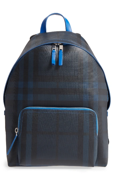 Burberry Abbeydale London Check Backpack, Navy In Navy/ Blue