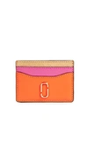 Marc Jacobs Snapshot Color-block Leather Card Case In Orange Multi