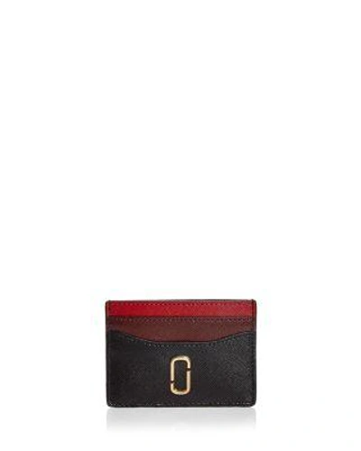Marc Jacobs Snapshot Leather Card Case In Black/chianti