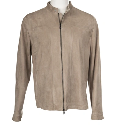 Pre-owned Loro Piana $5995  Taupe Soft Lambskin Suede Potomac Bomber Jacket Size 2xl Xxl In Brown