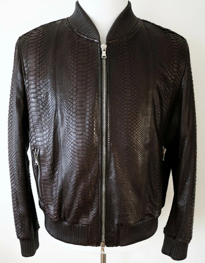 Pre-owned Fredo Ferrucci $13450  Brown 100% Genuine Python Leather Jacket Size 54 Euro Xl