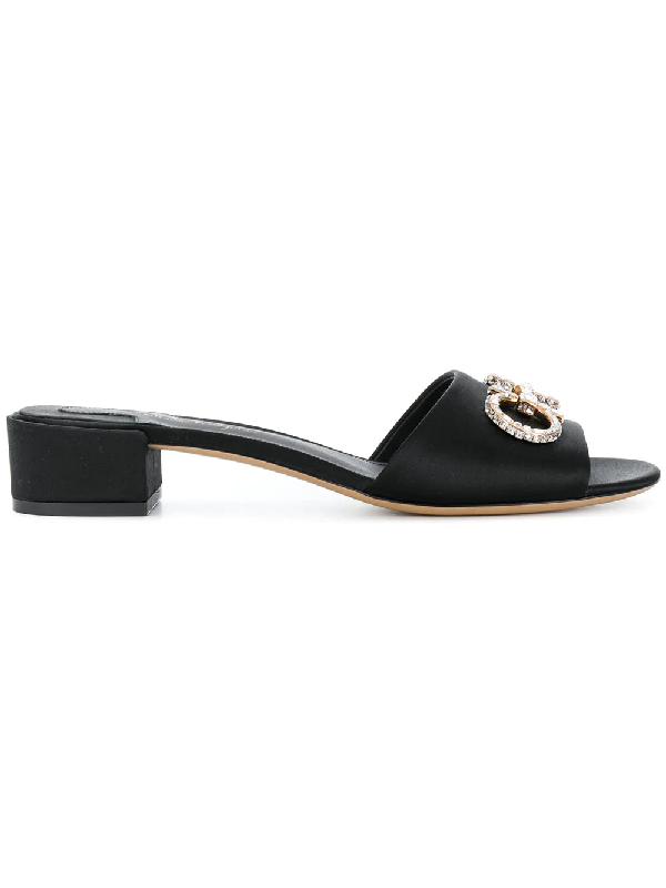 black and gold ferragamo slides