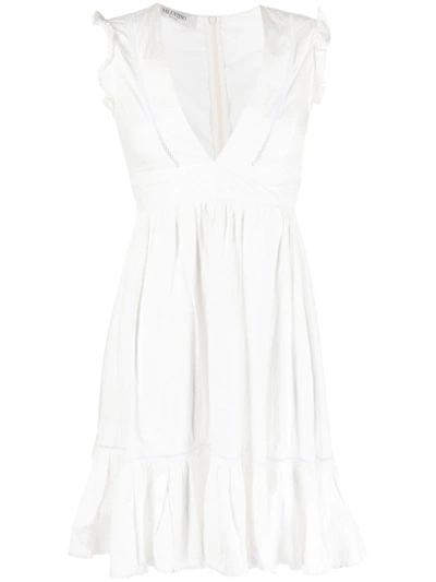 Pre-owned Valentino 2010s Lace-trim Dress In White