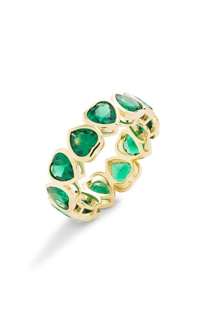 Adinas Jewels Cubic Zirconia Bezel Eternity Ring In Emerald Green