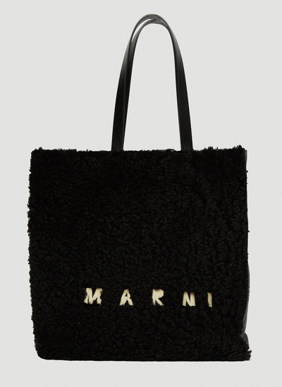 Marni North South Large Tote Bag In Black