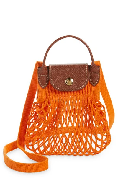 Longchamp Le Pliage Filt Knit Crossbody Bag In Orange