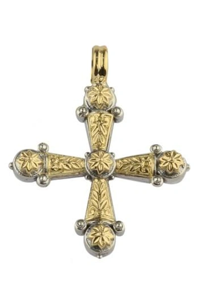 Konstantino 'eros' Maltese Cross Pendant In Silver/ Gold