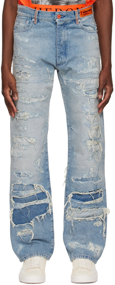 Heron Preston Blue Straight-leg Jeans In Vintage Black