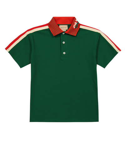 Gucci Kids' 棉质珠地网眼布polo衫 In Green