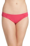 Tommy Bahama Side Shirred Hipster Bikini Bottoms In Bright Fuchsia