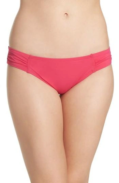 Tommy Bahama Side Shirred Hipster Bikini Bottoms In Bright Fuchsia