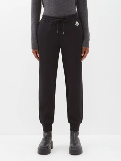 Moncler Logo-patch Cotton-blend Track Pants In Black