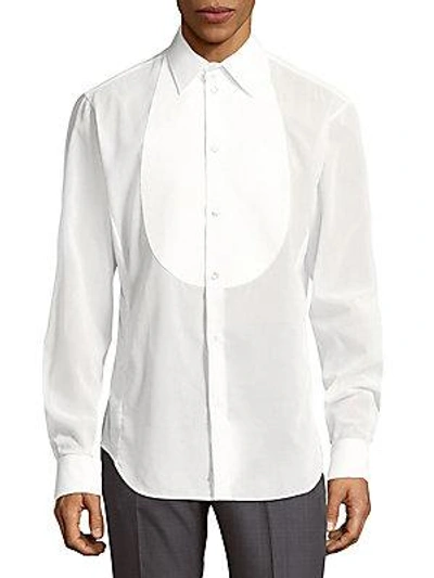 Giorgio Armani Bib Cotton Button-down Shirt In Bianco