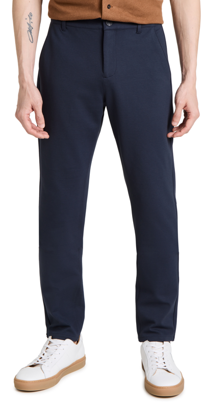 Paige Transcend Knit Stafford Trousers In Navy
