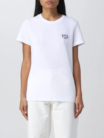 Apc Denise T-shirt With Logo Embroidery In Craie