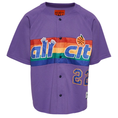 All City By Just Don Mens  Baseball T-shirt In Purple/purple