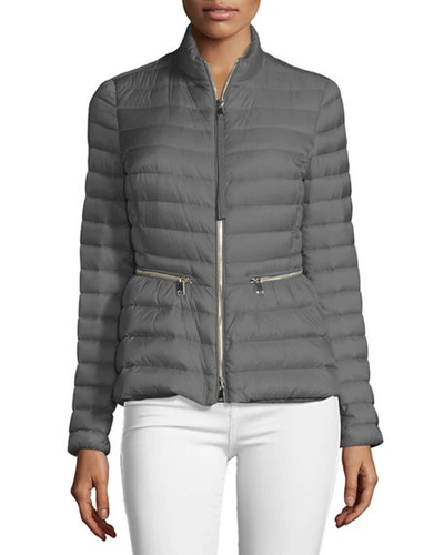 Moncler Agate Short Quilted Puffer Jacket In Gray