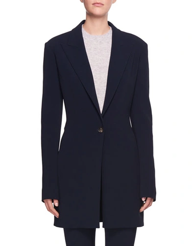 The Row Maklin One-button Long Wool Blazer Jacket In Black