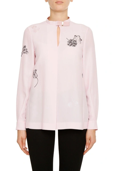 Ferragamo Pure Silk Shirt In Bicolore Rosa Nero