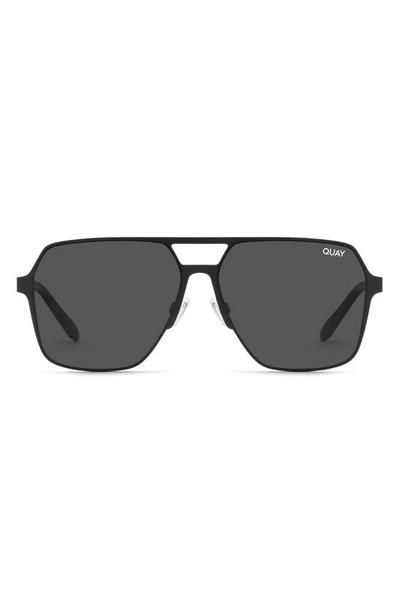 Quay Backstage Pass 52mm Aviator Sunglasses In Black,black Polarized