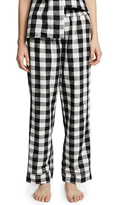Skin Lilou Checked Cotton-flannel Pajama Pants In Black/white Check